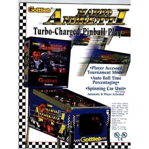 Mario Andretti Pinball Flyer Original Auto Sports Car Racing Artwork 1995